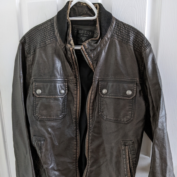 Men's GUESS leather jacket - Picture 1 of 3